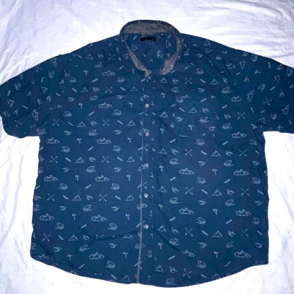 Men’s 4x Shirt Steve Jeans Button Up Tshirt Moutain Nature Themed Wolf Images